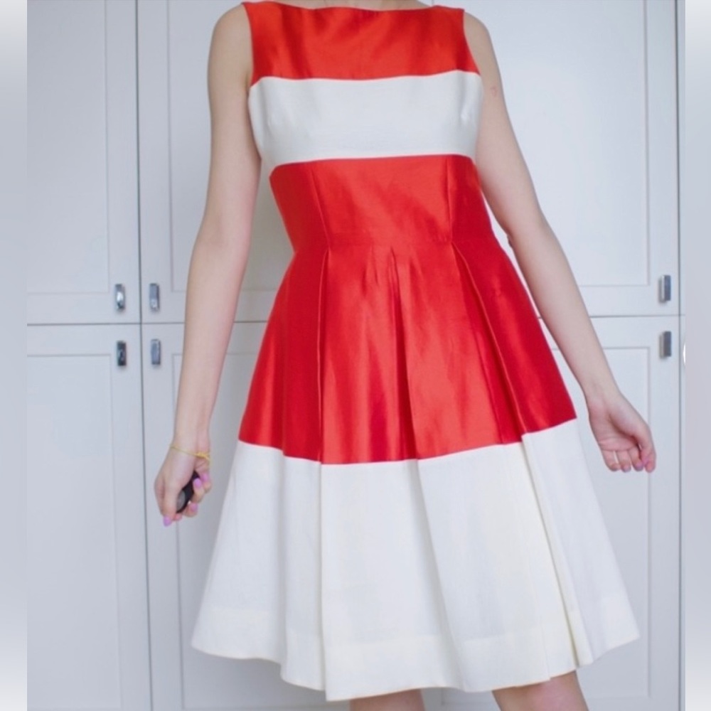 KATE SPADE Gayle Color Block Silk Blend Fit & Flare Dress - Women’s Size 4 - Picture 1 of 9